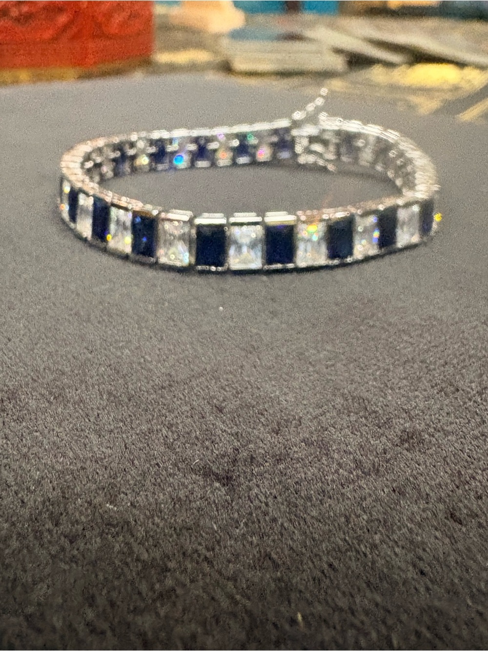 Technibond Lab Sapphire and CZ Tennis Bracelet